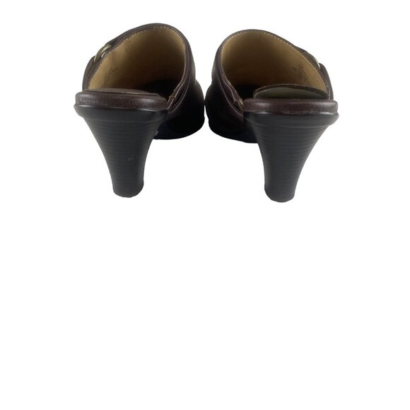 Softspots Womens 6M Brown Suede Leather Mules W Ruched Detailing & Buckle - Picture 4 of 13